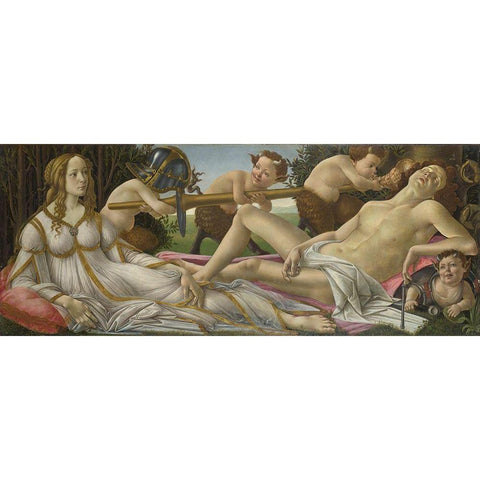 Venus and Mars Black Modern Wood Framed Art Print by Botticelli, Sandro