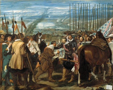 The Surrender of Breda Black Ornate Wood Framed Art Print with Double Matting by Velazquez, Diego