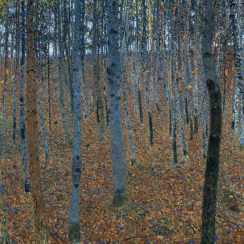 Beech Grove I White Modern Wood Framed Art Print with Double Matting by Klimt, Gustav