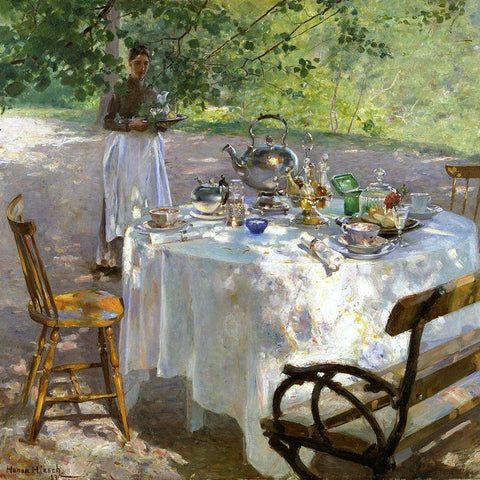 Breakfast Time Gold Ornate Wood Framed Art Print with Double Matting by Hirsch-Pauli, Hanna