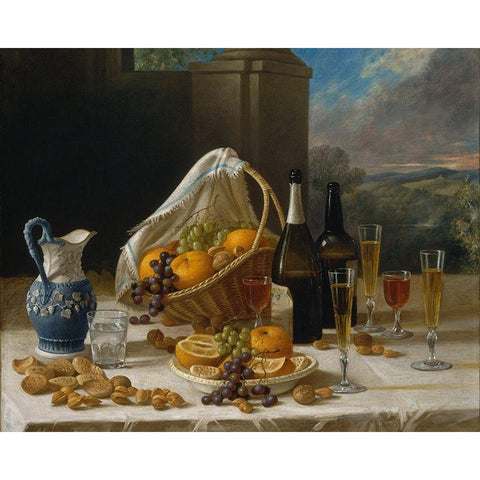 Luncheon Still Life Black Modern Wood Framed Art Print with Double Matting by Francis, John F