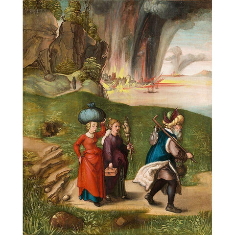 Lots FlightÂ atÂ Haller Madonna White Modern Wood Framed Art Print by Durer, Albrecht