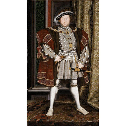 Portrait of Henry VIII Gold Ornate Wood Framed Art Print with Double Matting by Unknown