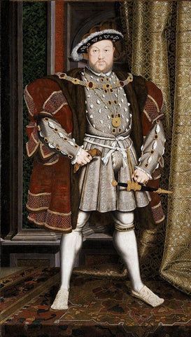 Portrait of Henry VIII White Modern Wood Framed Art Print with Double Matting by Unknown