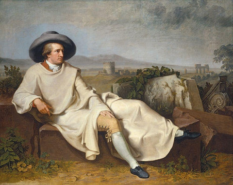 Goethe in the Roman Campagna Black Ornate Wood Framed Art Print with Double Matting by Tischbein, Johann Heinrich Wilhelm