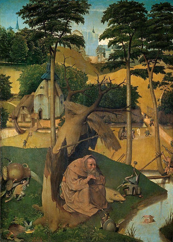 The Temptation of St Anthony White Modern Wood Framed Art Print with Double Matting by Bosch, Hieronymus