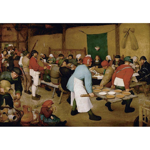 The Peasant Wedding White Modern Wood Framed Art Print by Bruegel the Elder, Pieter