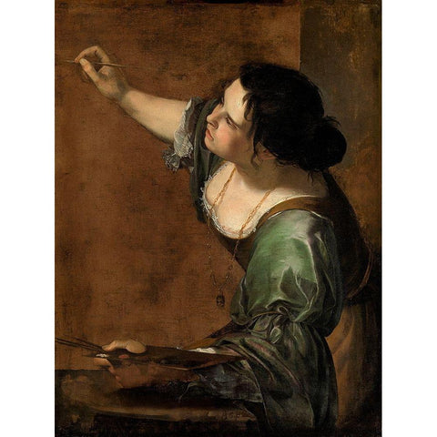 Self-Portrait as the Allegory of Painting White Modern Wood Framed Art Print by Gentileschi, Artemisia