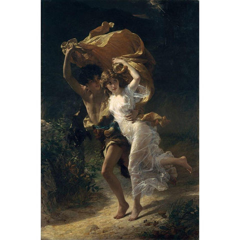 The Storm Black Modern Wood Framed Art Print with Double Matting by Cot, Pierre Auguste