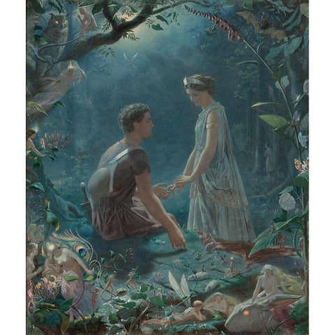 Hermia and Lysander Gold Ornate Wood Framed Art Print with Double Matting by Simmons, John