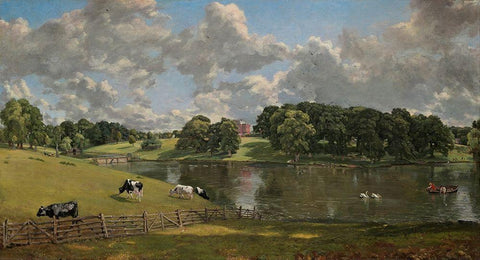 Wivenhoe Park White Modern Wood Framed Art Print with Double Matting by Constable, John