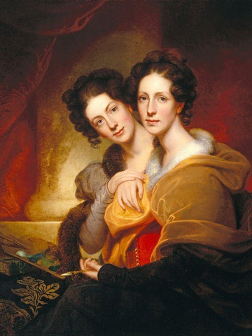 The Sisters Eleanor and Rosalba Peale White Modern Wood Framed Art Print with Double Matting by Peale, Rembrandt