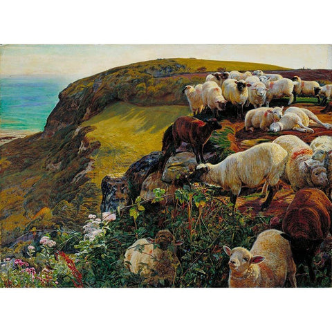 Our English Coasts Gold Ornate Wood Framed Art Print with Double Matting by Hunt, William Holman