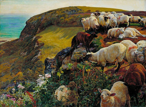 Our English Coasts White Modern Wood Framed Art Print with Double Matting by Hunt, William Holman