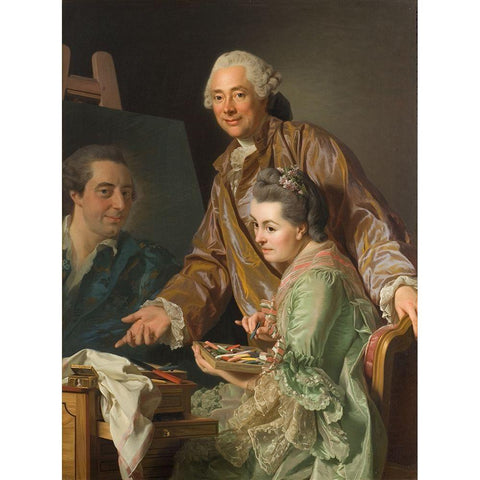 Self-portrait with his wife, Marie-Suzanne Giroust, painting Henrik Wilhelm Peill Black Modern Wood Framed Art Print by Roslin, Alexander