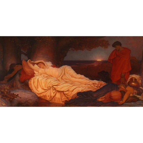 Cymon and Iphigenia White Modern Wood Framed Art Print by Leighton, Frederic