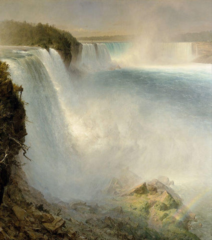 Niagara Falls, from the American Side White Modern Wood Framed Art Print with Double Matting by Church, Frederic Edwin