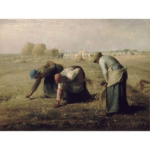 The Gleaners Black Modern Wood Framed Art Print with Double Matting by Millet, Jean-Francois