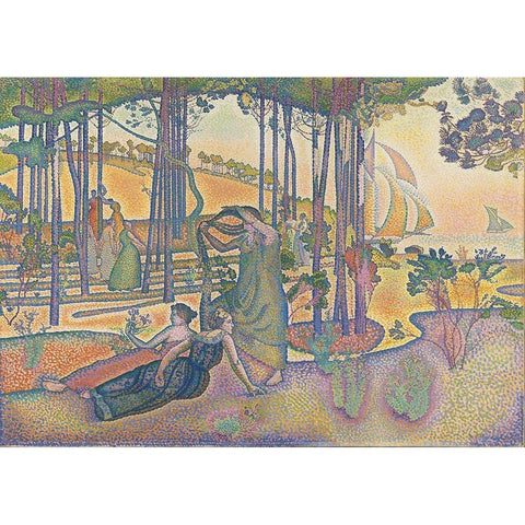 The Evening Air Gold Ornate Wood Framed Art Print with Double Matting by Cross, Henri-Edmond