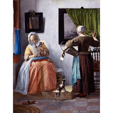 Woman Reading a Letter White Modern Wood Framed Art Print by Metsu, Gabriel