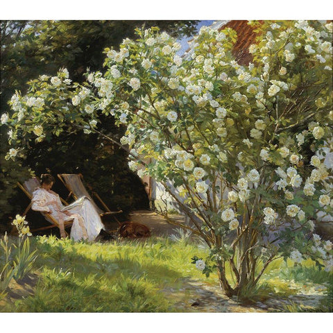 Roses Black Modern Wood Framed Art Print with Double Matting by Kroyer, Peder Severin