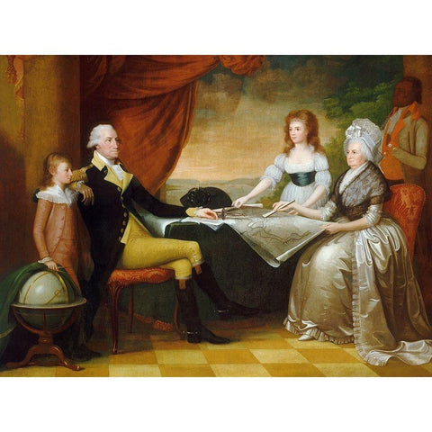 The Washington Family White Modern Wood Framed Art Print by Savage, Edward