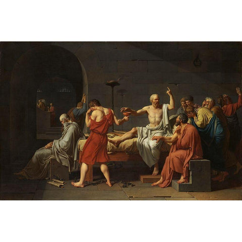 The Death of Socrates White Modern Wood Framed Art Print by David, Jacques-Louis