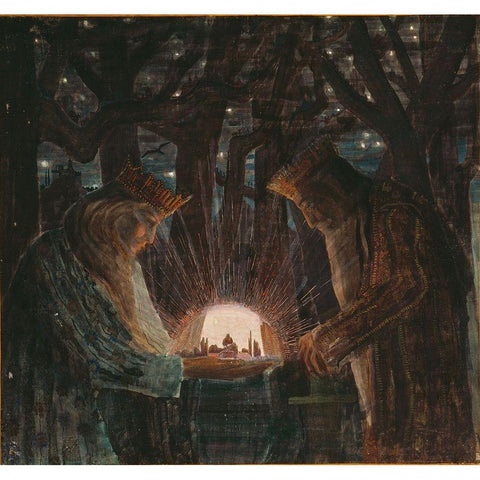 KingsÂ Fairy Tale Gold Ornate Wood Framed Art Print with Double Matting by Ciurlionis, Mikalojus Konstantinas