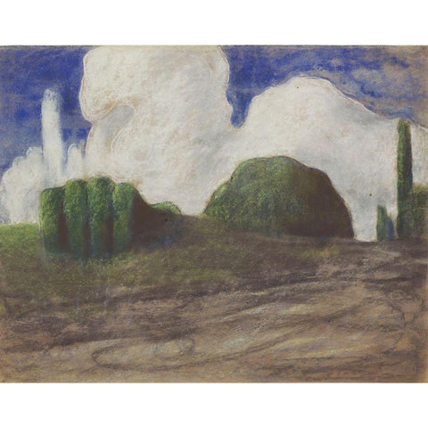 A Day White Modern Wood Framed Art Print by Ciurlionis, Mikalojus Konstantinas