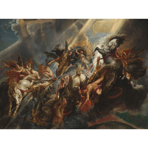 The Fall of Phaeton Black Modern Wood Framed Art Print with Double Matting by Rubens, Peter Paul