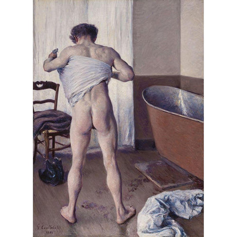 Homme au bain White Modern Wood Framed Art Print by Caillebotte, Gustave