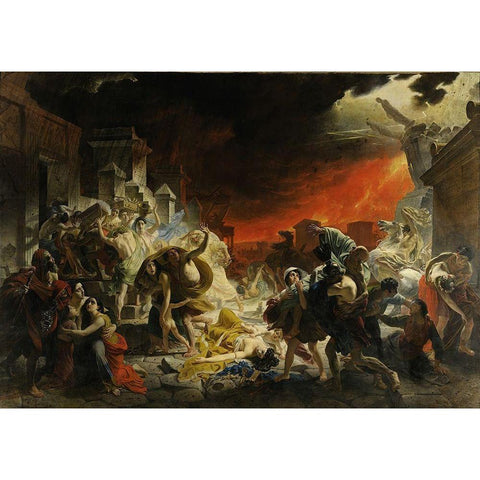 The Last Day of Pompeii Gold Ornate Wood Framed Art Print with Double Matting by Bryullov, Karl