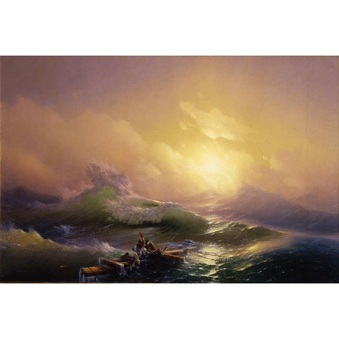 The Ninth Wave Gold Ornate Wood Framed Art Print with Double Matting by Aivazovsky, Ivan