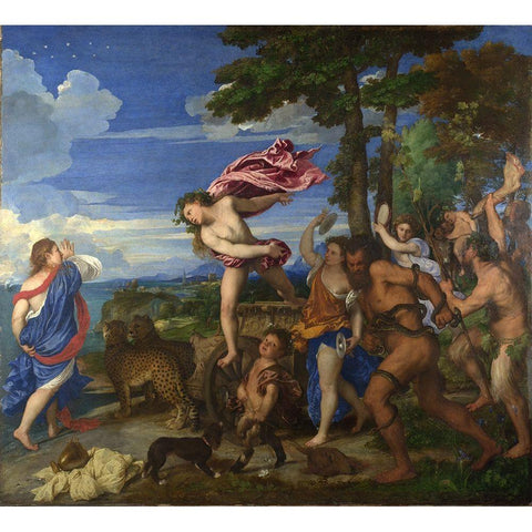 Bacchus and Ariadne White Modern Wood Framed Art Print by Titian