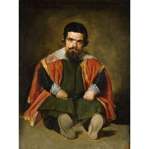 Portrait of Sebastian de Morra Black Modern Wood Framed Art Print with Double Matting by Valazquez, Diego