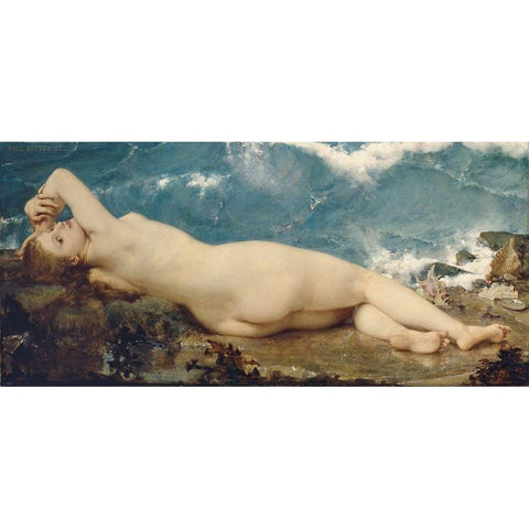 The Pearl and the Wave White Modern Wood Framed Art Print by Baudry, Paul-Jacques-Aime