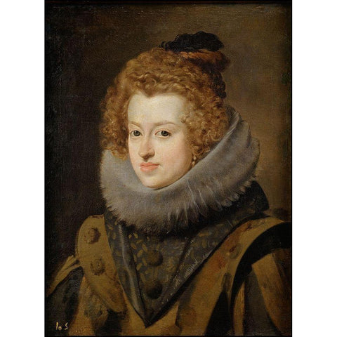 Portrait of Maria Anna Black Modern Wood Framed Art Print with Double Matting by Valazquez, Diego