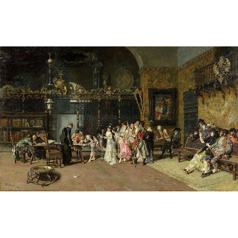 The Spanish Wedding Black Modern Wood Framed Art Print with Double Matting by Fortuny, Maria