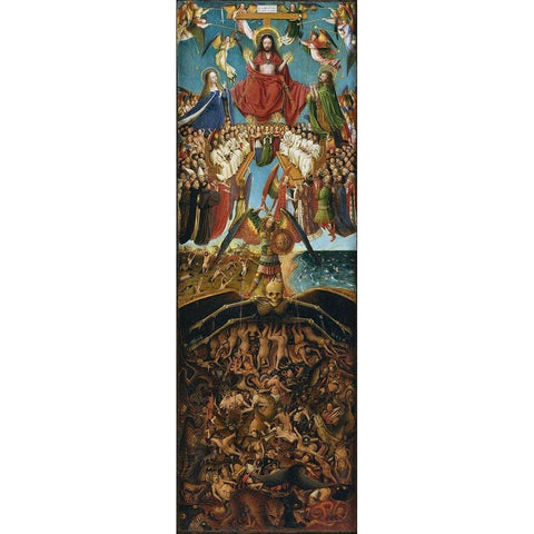 Crucifixion and Last Judgement diptych, right panel Gold Ornate Wood Framed Art Print with Double Matting by van Eyck, Jan