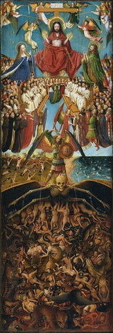 Crucifixion and Last Judgement diptych, right panel Black Ornate Wood Framed Art Print with Double Matting by van Eyck, Jan