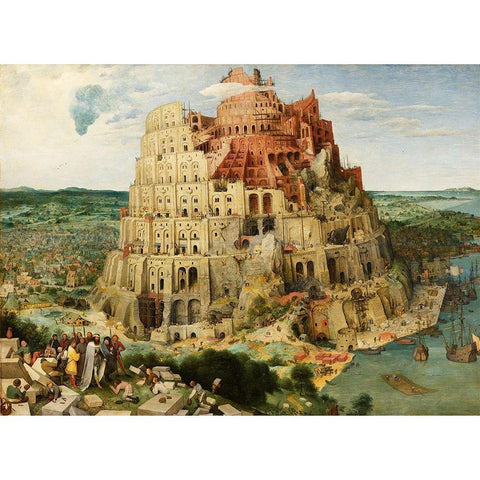 The Tower of Babel Gold Ornate Wood Framed Art Print with Double Matting by Bruegel the Elder, Pieter