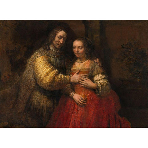 The Jewish Bride Black Modern Wood Framed Art Print with Double Matting by Rembrandt