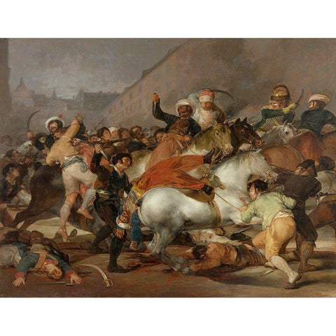 The Second of May 1808 Gold Ornate Wood Framed Art Print with Double Matting by Goya, Francisco