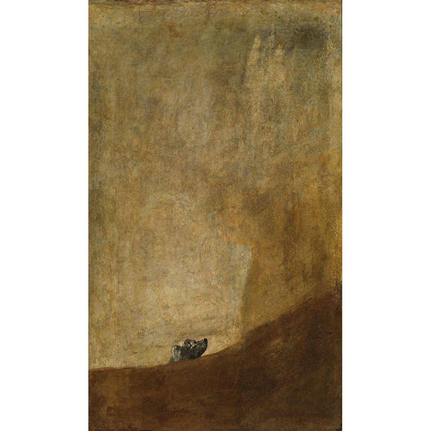 The Dog Black Modern Wood Framed Art Print with Double Matting by Goya, Francisco