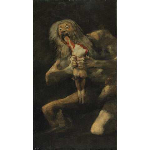 Saturn Devouring His Son Gold Ornate Wood Framed Art Print with Double Matting by Valazquez, Diego