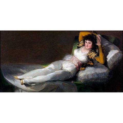 La Maja vestida White Modern Wood Framed Art Print by Goya, Francisco