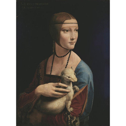 Lady with an Ermine White Modern Wood Framed Art Print by da Vinci, Leonardo