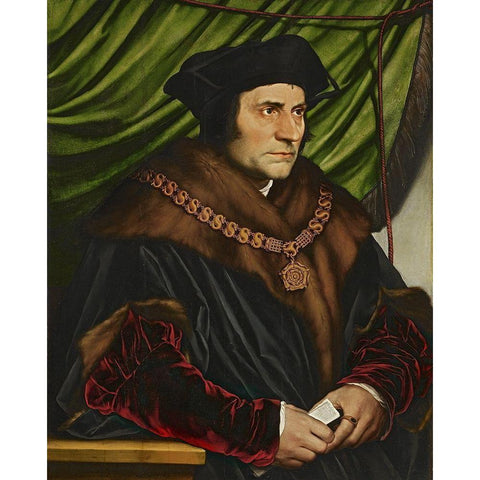 Portrait of Sir Thomas More Black Modern Wood Framed Art Print with Double Matting by Holbein the Younger, Hans