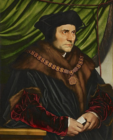 Portrait of Sir Thomas More White Modern Wood Framed Art Print with Double Matting by Holbein the Younger, Hans