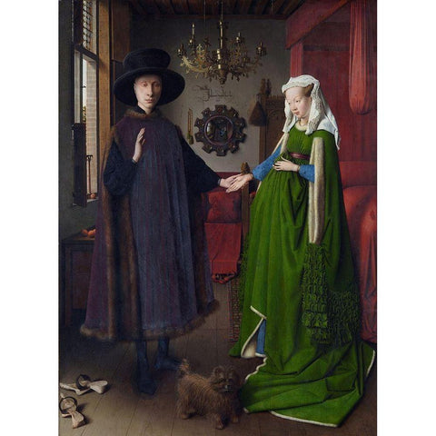 Arnolfini Portrait White Modern Wood Framed Art Print by van Eyck, Jan